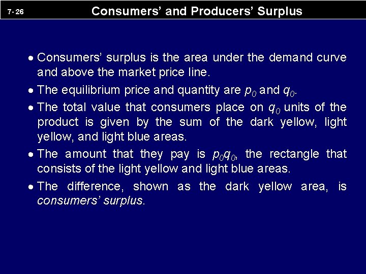 7 - 26 Consumers’ and Producers’ Surplus · Consumers’ surplus is the area under