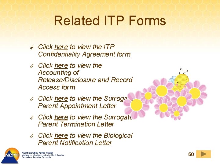 Related ITP Forms Ã Click here to view the ITP Confidentiality Agreement form Ã