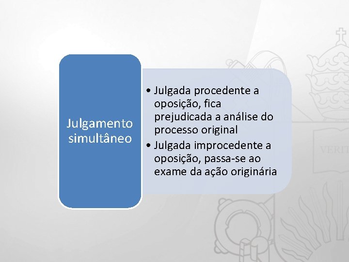 Julgamento simultâneo • Julgada procedente a oposição, fica prejudicada a análise do processo original