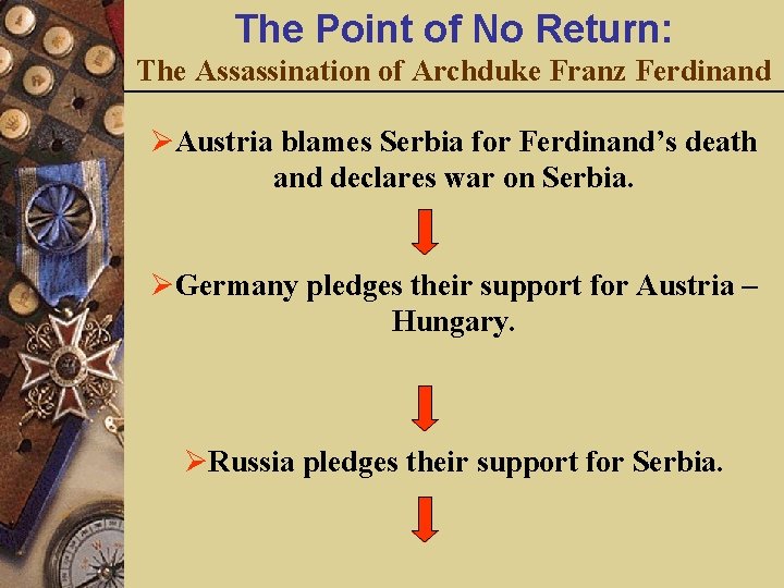 The Point of No Return: The Assassination of Archduke Franz Ferdinand ØAustria blames Serbia