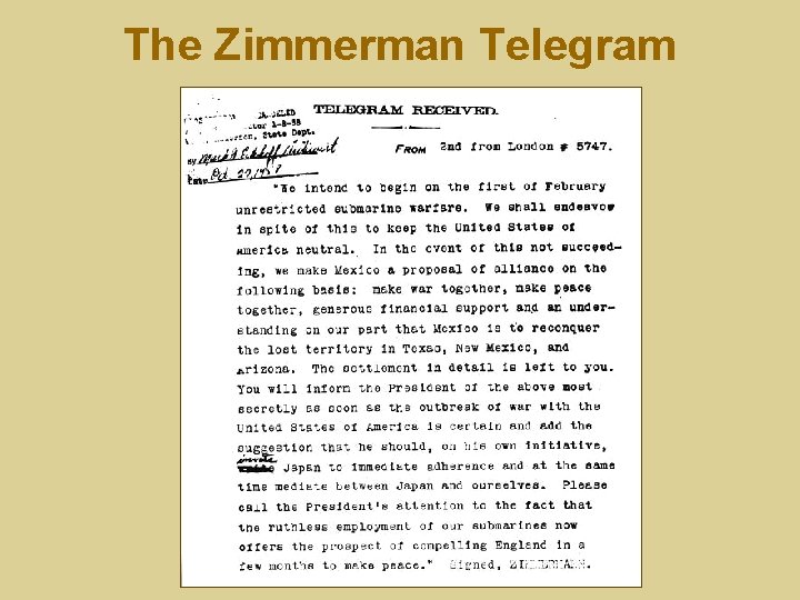 The Zimmerman Telegram 