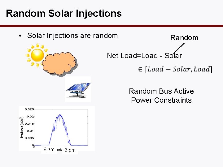 Random Solar Injections • Solar Injections are random Random Net Load=Load - Solar Random