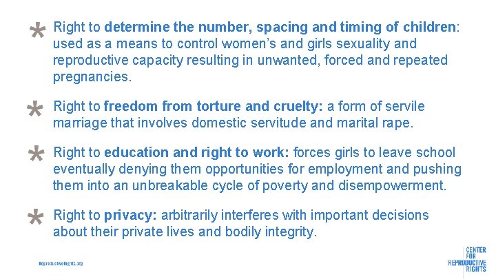 Right to determine the number, spacing and timing of children: used as a means