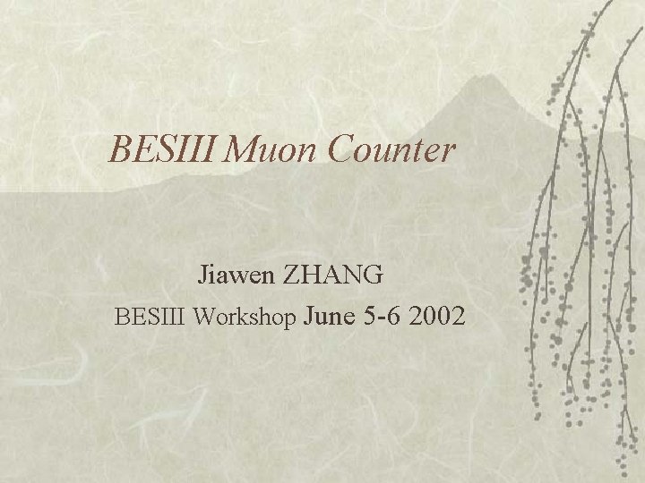 BESIII Muon Counter Jiawen ZHANG BESIII Workshop June 5 -6 2002 