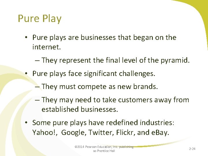 Pure Play • Pure plays are businesses that began on the internet. – They