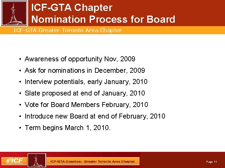ICF-GTA Chapter Nomination Process for Board Professional. Greater Services. Toronto Automation ICF-GTA Area Chapter