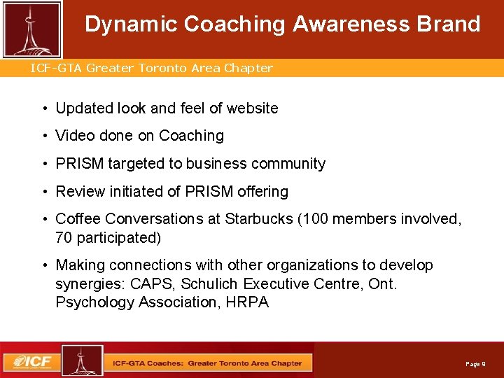 Dynamic Coaching Awareness Brand Professional. Greater Services. Toronto Automation ICF-GTA Area Chapter • Updated