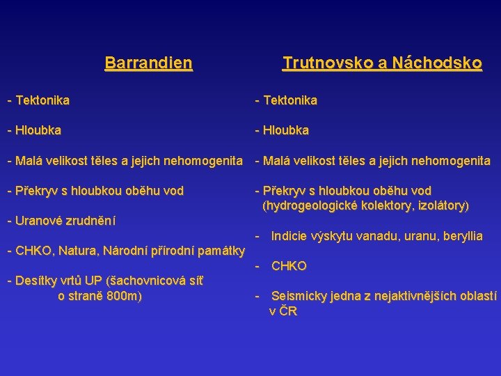 Barrandien Trutnovsko a Náchodsko - Tektonika - Hloubka - Malá velikost těles a jejich Barrandien Trutnovsko a Náchodsko - Tektonika - Hloubka - Malá velikost těles a jejich
