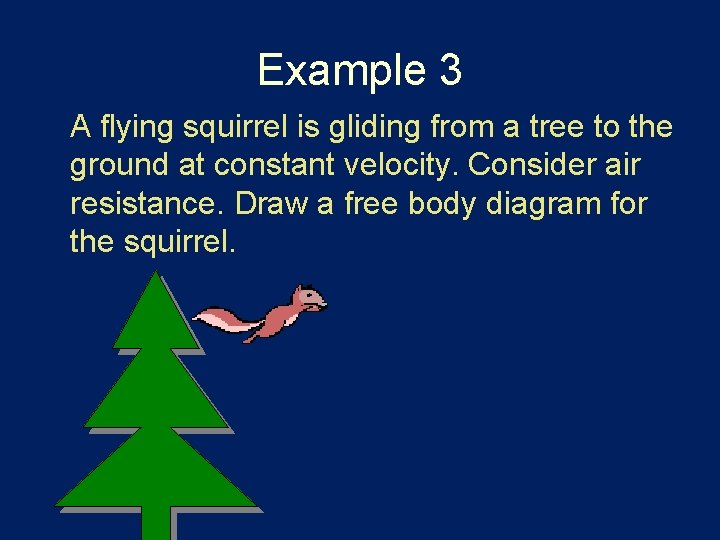 Example 3 A flying squirrel is gliding from a tree to the ground at