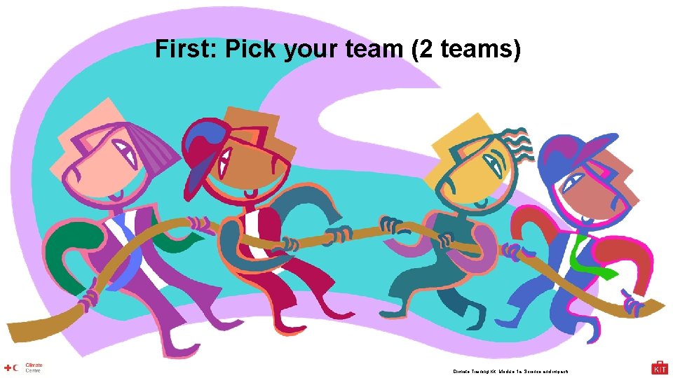 First: Pick your team (2 teams) Climate Training Kit. Module 1 a: Science and