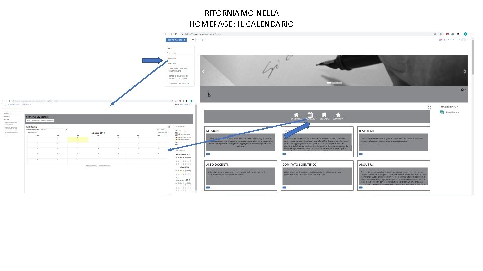 RITORNIAMO NELLA HOMEPAGE: IL CALENDARIO 