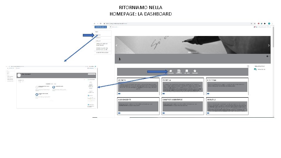 RITORNIAMO NELLA HOMEPAGE: LA DASHBOARD 