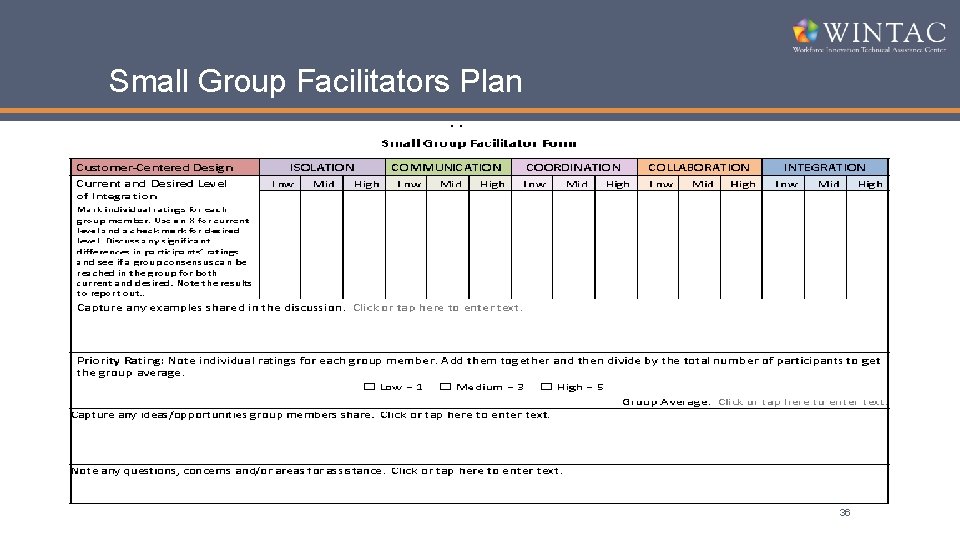 Small Group Facilitators Plan 36 