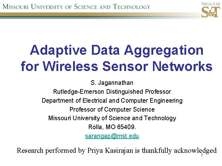Adaptive Data Aggregation for Wireless Sensor Networks S