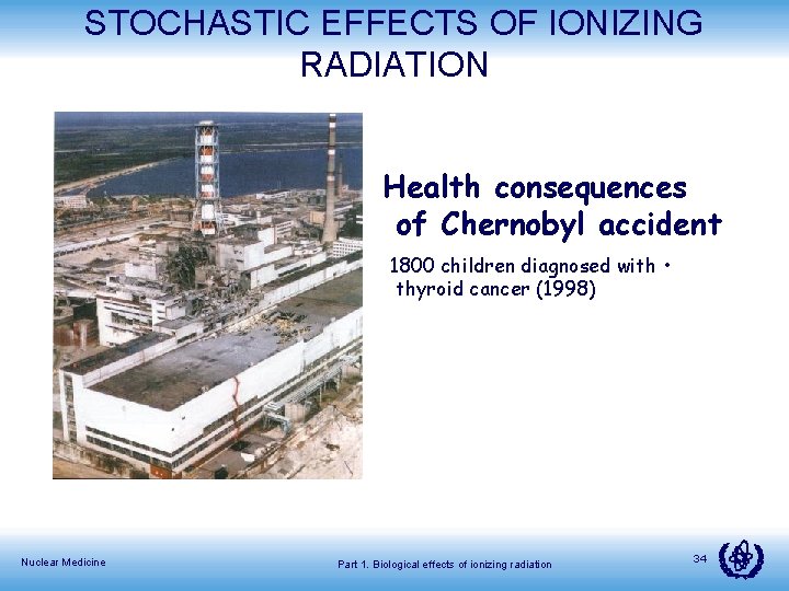 STOCHASTIC EFFECTS OF IONIZING RADIATION Health consequences of Chernobyl accident 1800 children diagnosed with