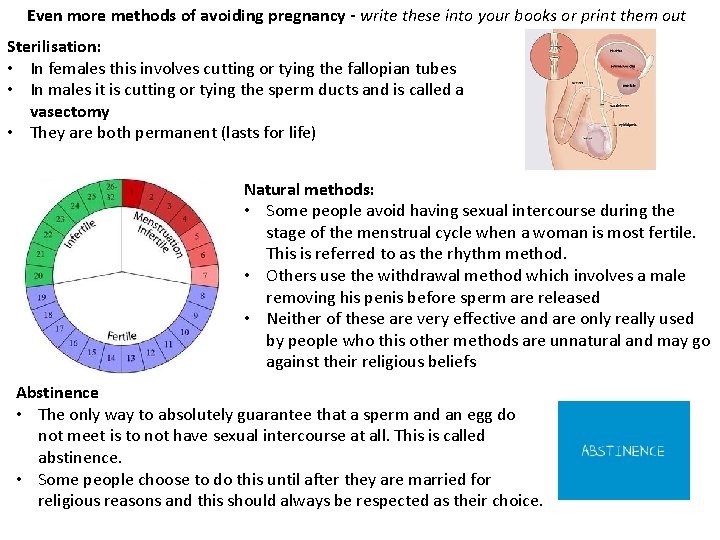 Even more methods of avoiding pregnancy - write these into your books or print