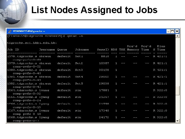 List Nodes Assigned to Jobs 