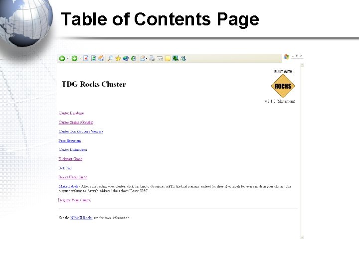 Table of Contents Page 