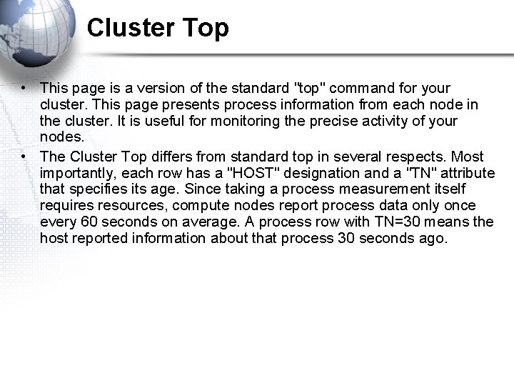 Cluster Top • This page is a version of the standard "top" command for