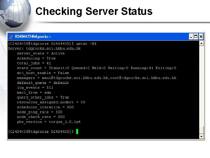 Checking Server Status 