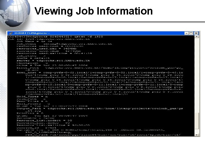 Viewing Job Information 