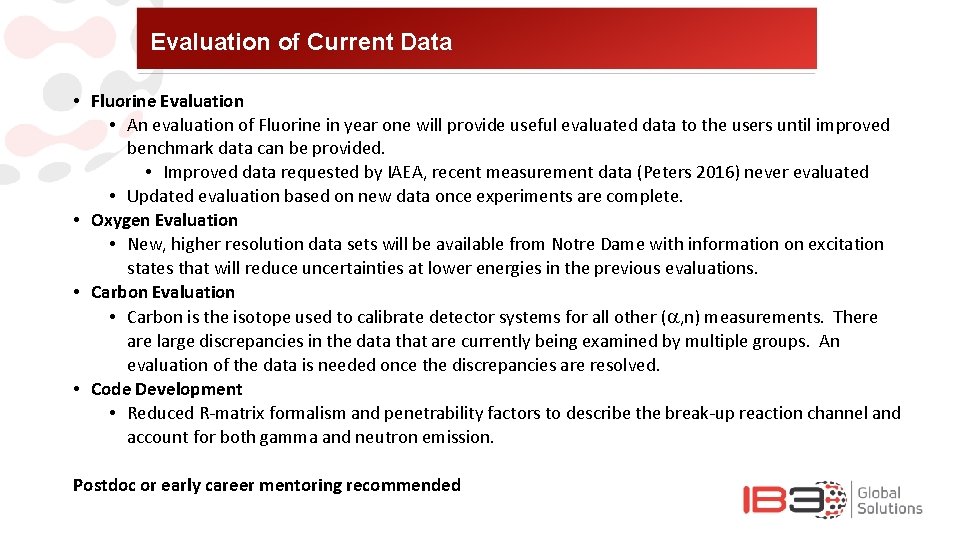 Evaluation of Current Data • Fluorine Evaluation • An evaluation of Fluorine in year