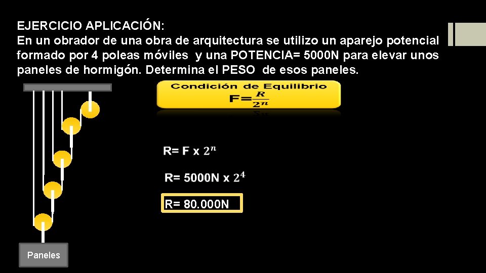 EJERCICIO APLICACIÓN: En un obrador de una obra de arquitectura se utilizo un aparejo