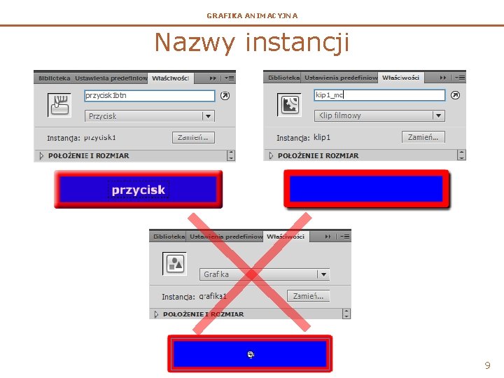 GRAFIKA ANIMACYJNA Nazwy instancji 9 