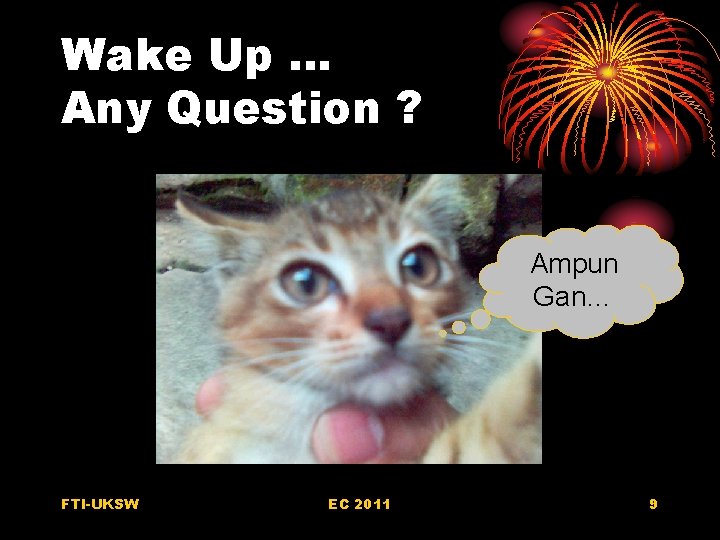 Wake Up … Any Question ? Ampun Gan… FTI-UKSW EC 2011 9 