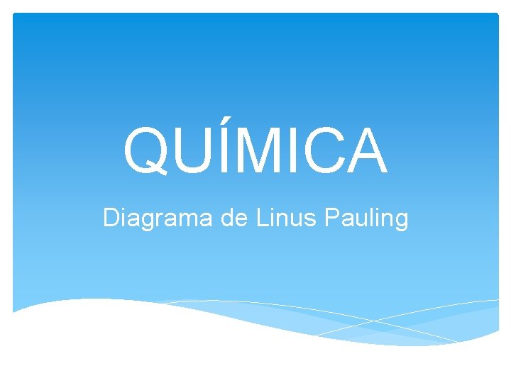 QUÍMICA Diagrama de Linus Pauling 