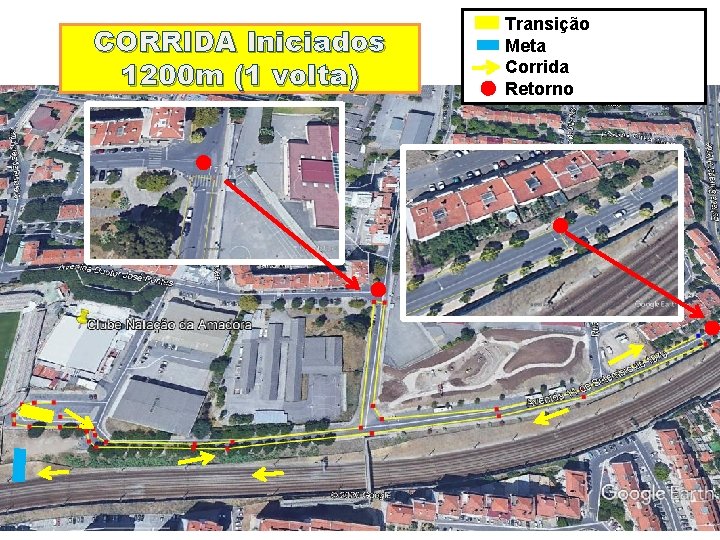 CORRIDA Iniciados 1200 m (1 volta) Transição Meta Corrida Retorno 