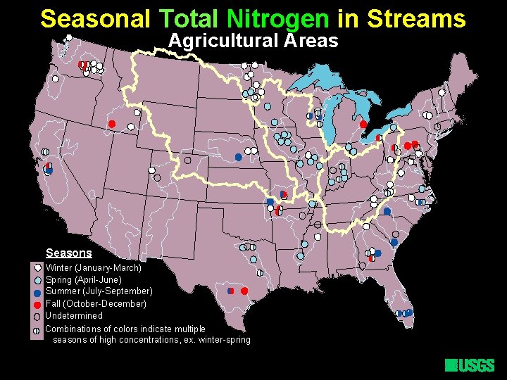 Seasonal Total Nitrogen in Streams Agricultural Areas Seasons Winter (January-March) Spring (April-June) Summer (July-September)