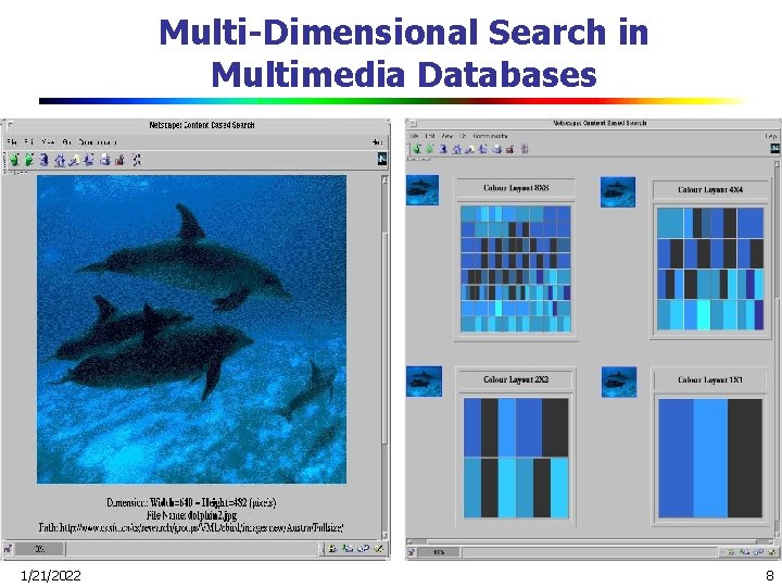 Multi-Dimensional Search in Multimedia Databases 1/21/2022 8 