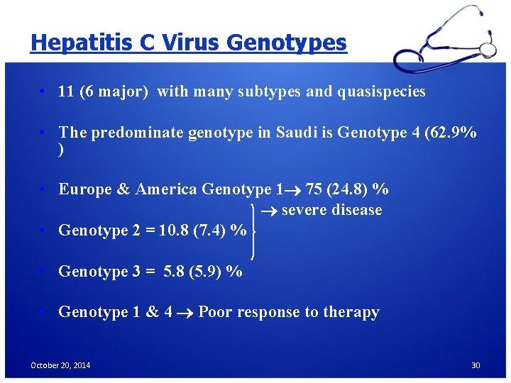 Hepatitis C Virus Genotypes • 11 (6 major) with many subtypes and quasispecies •