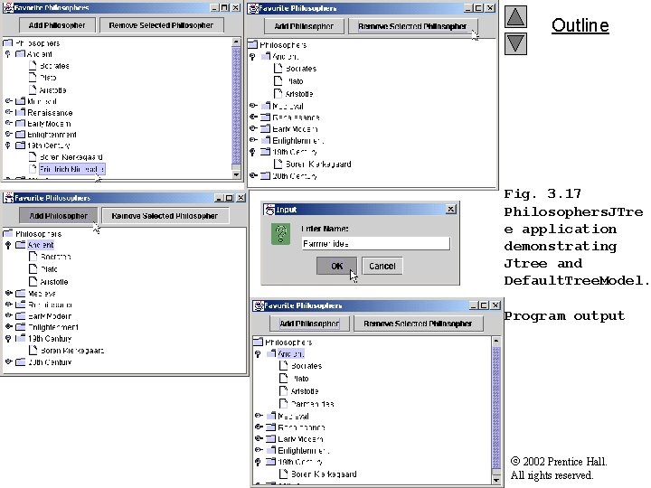 Outline Fig. 3. 17 Philosophers. JTre e application demonstrating Jtree and Default. Tree. Model.