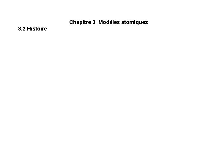 Chapitre 3 Modèles atomiques 3. 2 Histoire 