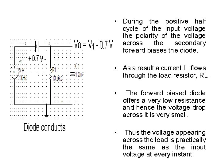  • During the positive half cycle of the input voltage the polarity of