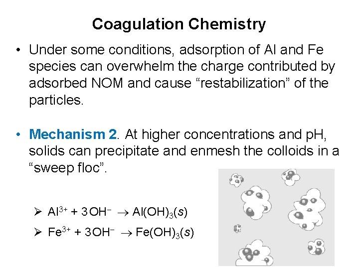 Coagulation Chemistry • Under some conditions, adsorption of Al and Fe species can overwhelm