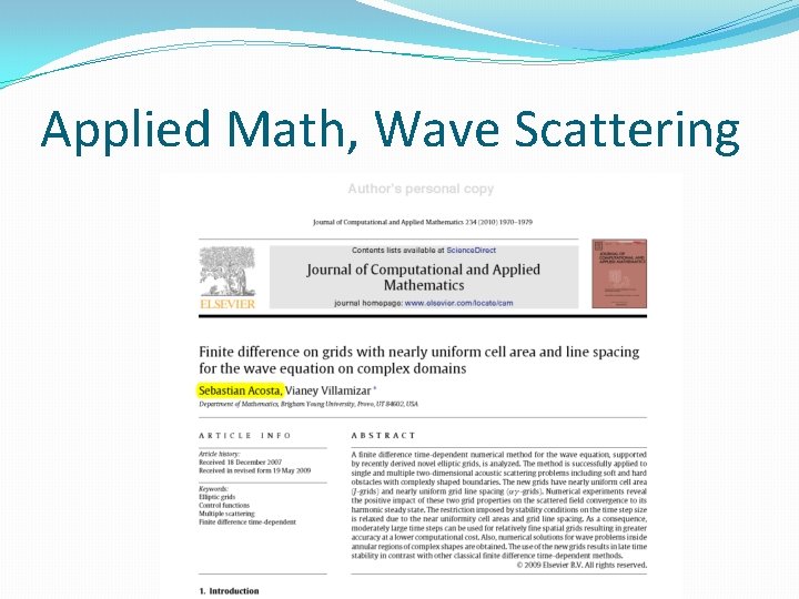 Applied Math, Wave Scattering 