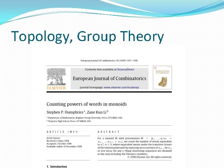 Topology, Group Theory 