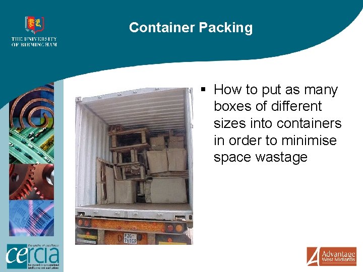 Container Packing § How to put as many boxes of different sizes into containers