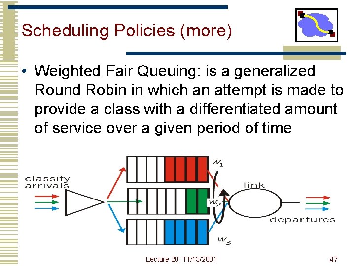 Scheduling Policies (more) • Weighted Fair Queuing: is a generalized Round Robin in which