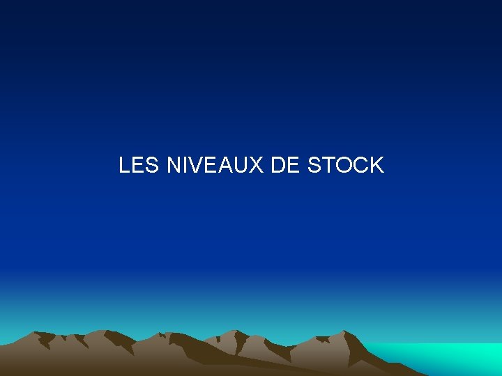 LES NIVEAUX DE STOCK 