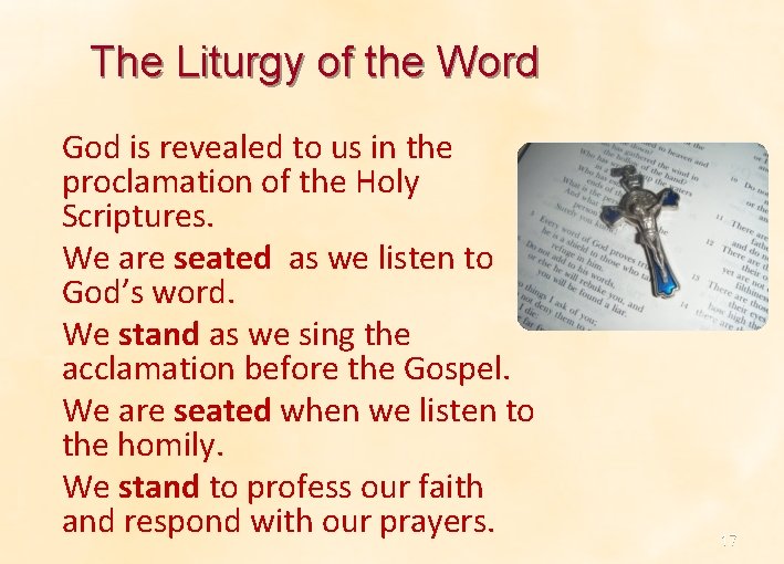 The Liturgy of the Word God is revealed to us in the proclamation of The Liturgy of the Word God is revealed to us in the proclamation of