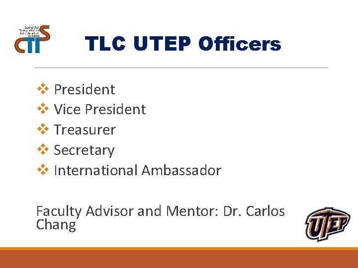 TLC UTEP Officers v President v Vice President v Treasurer v Secretary v International