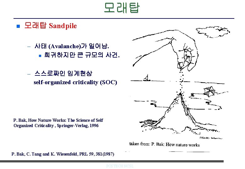 모래탑 n 모래탑 Sandpile – 사태 (Avalanche)가 일어남. n 희귀하지만 큰 규모의 사건. –