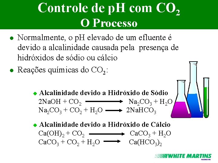 Controle de p. H com CO 2 O Processo l l Normalmente, o p.