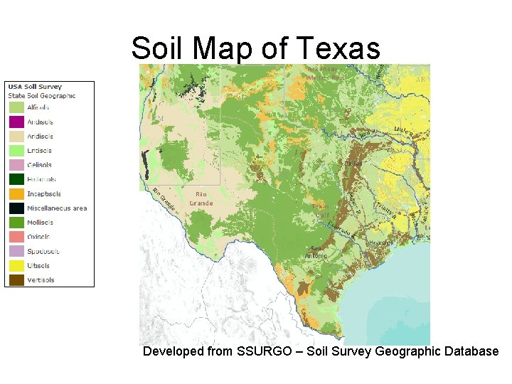 Soil Map of Texas Developed from SSURGO – Soil Survey Geographic Database 