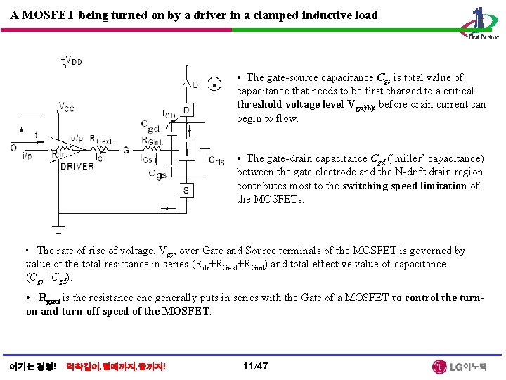 A MOSFET being turned on by a driver in a clamped inductive load •