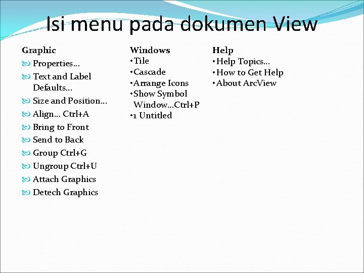Isi menu pada dokumen View Graphic Properties… Text and Label Defaults… Size and Position…